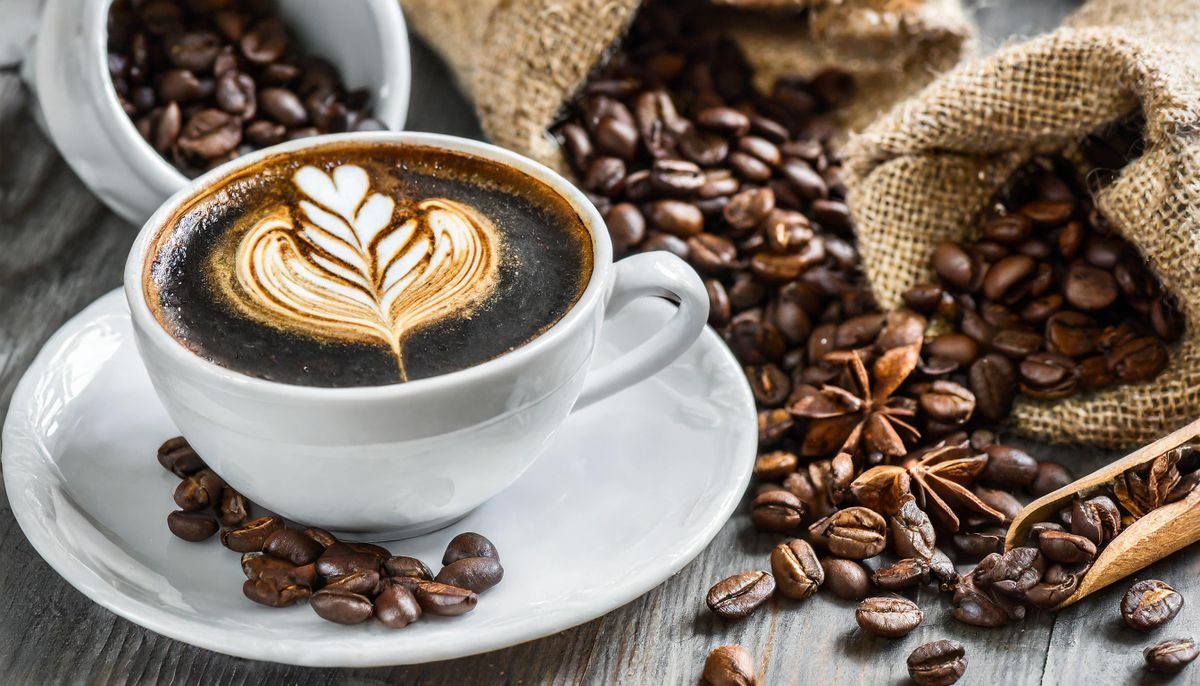 焙煎したての豆と一杯のコーヒー(定期便で届く豆のイメージ)
